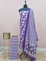 Purple Cotton Dress Material 