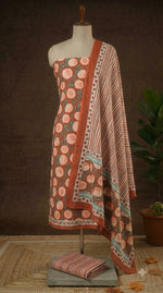Rust Brown Cotton Dress Material 