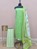Leaf Green Cotton Dress Material