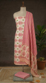 Peach Cotton Dress Material 