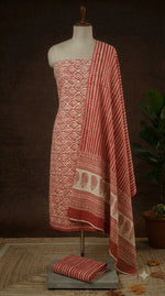 Brick Red Cotton Dress Material 