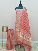Brick Red Cotton Dress Material 