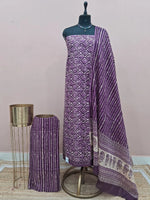 Dark Purple Cotton Dress Material 