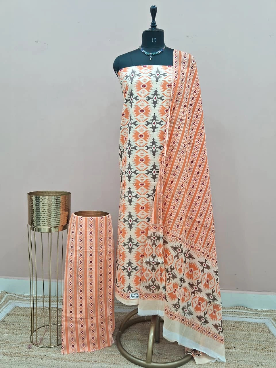 Off-White Cotton Dress Material