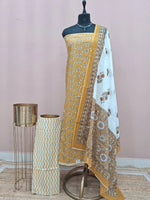 Golden Brown Cotton Dress Material 