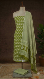 Pista Green Cotton Dress Material