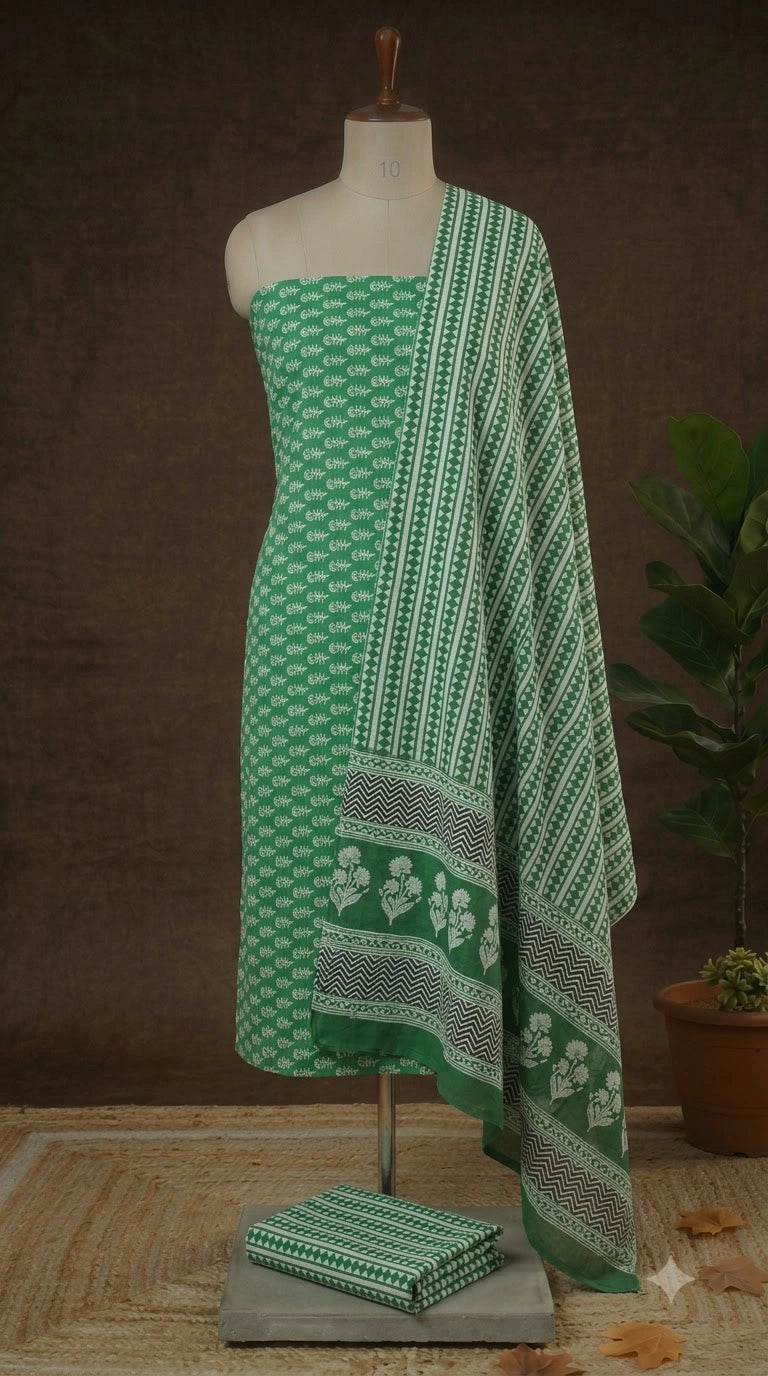 Seafoam Green Cotton Dress Material