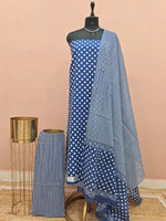 Navy Blue Cotton Dress Material 