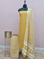 Mustard Yellow Cotton Dress Material 