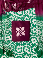 Rama Green with white flower printed cotton dress material