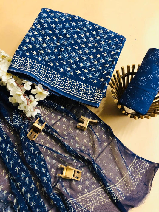 Indigo Blue cotton dress material