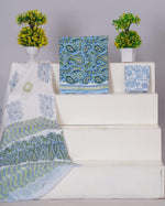 Sky Blue floral printed cotton dress material