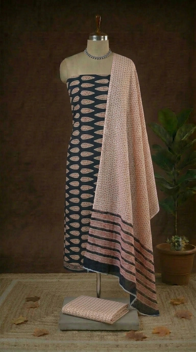 Black Cotton Dress Material