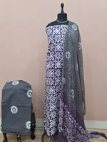 Plum Cotton Dress Material 