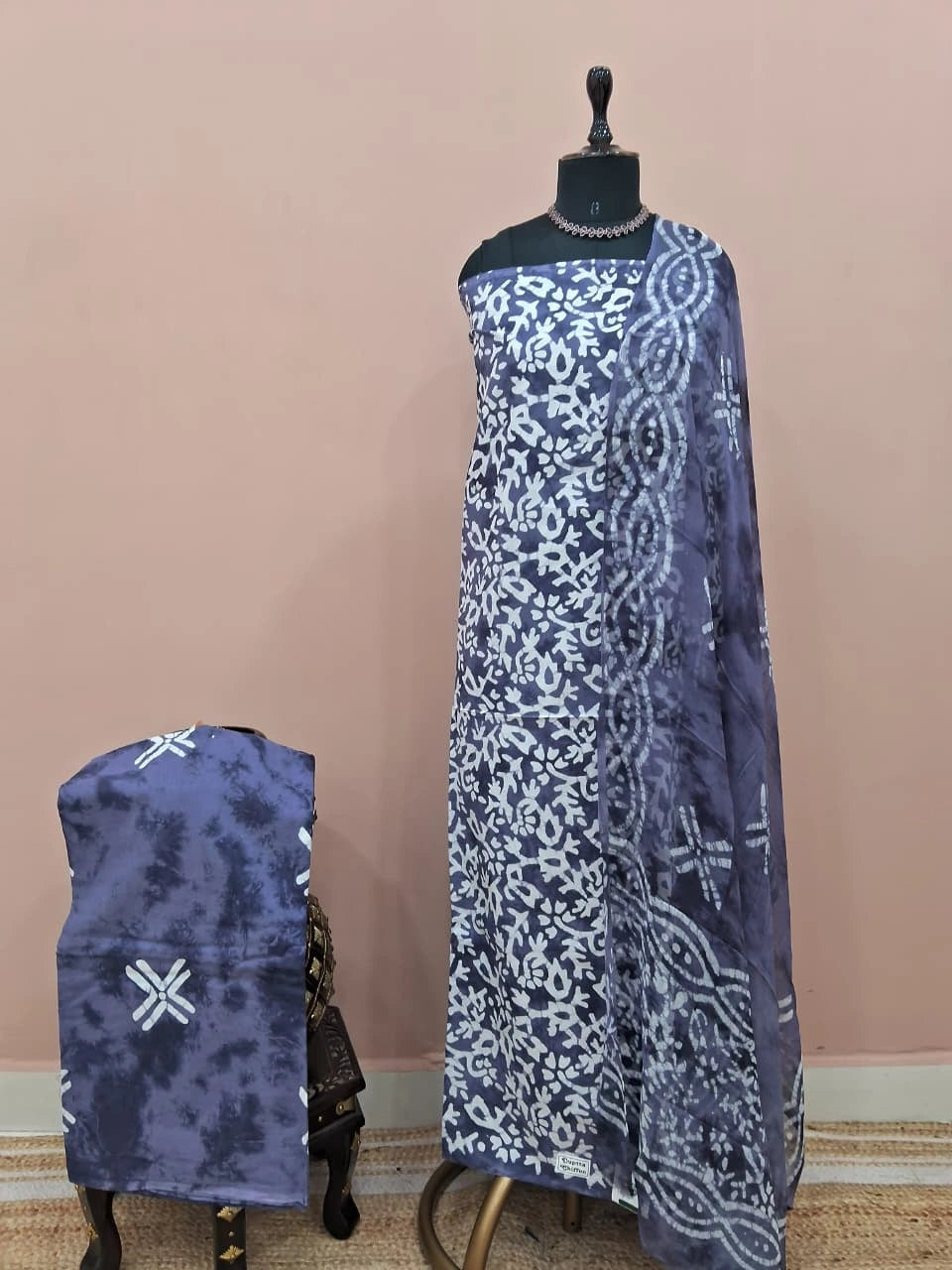 Purple Cotton Dress Material