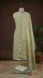 Pista Green Cotton Dress Material 