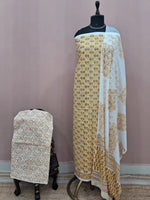 Light Yellow Cotton Dress Material 