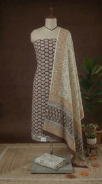 Dark Chocolate Brown Cotton Dress Material 
