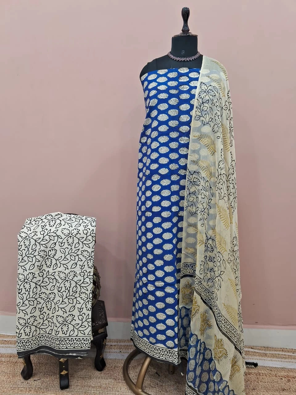 Royal Blue Cotton Dress Material