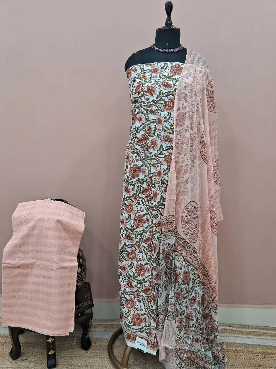 Pure White Cotton Dress Material 