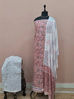 Dark Peach cotton Dress Material