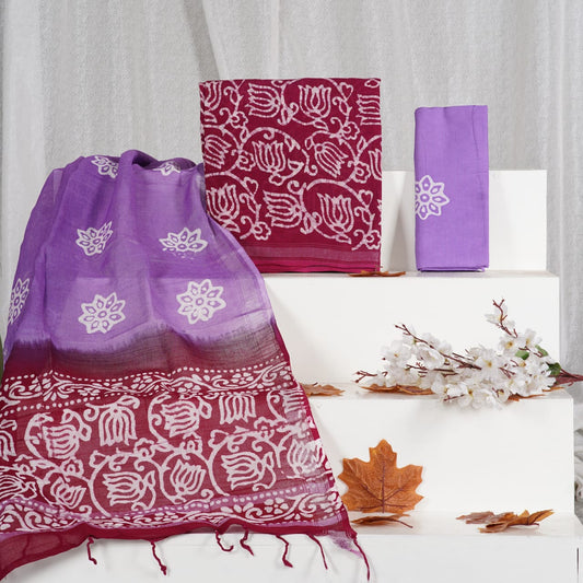 Maroon with white flower printed linen cotton top 