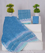 Aqua Blue linen cotton with slate blue dress material