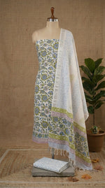 White linen cotton dress material