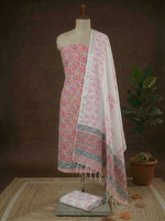 Peach Linen Pure Cotton dress material