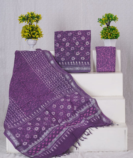 Purple Linen Cotton dress material