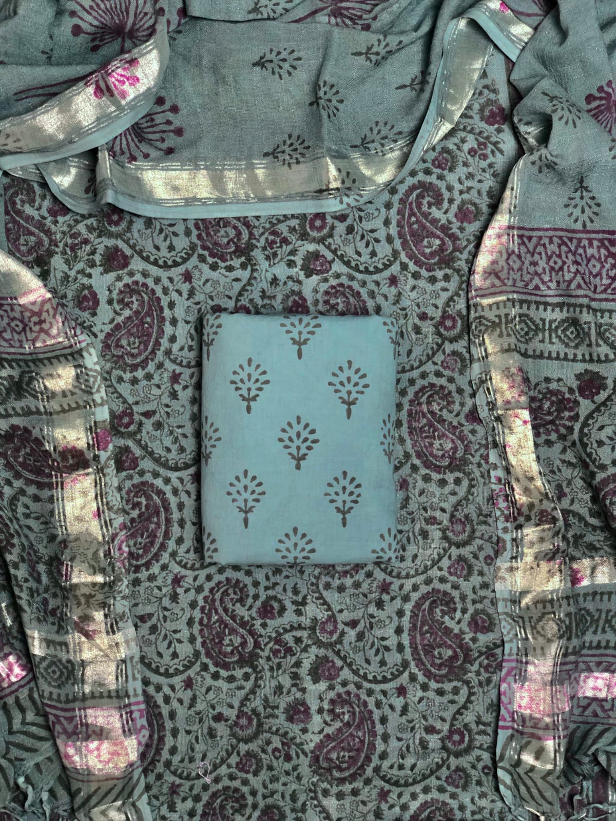 Cool Mint Green Linen cotton dress material