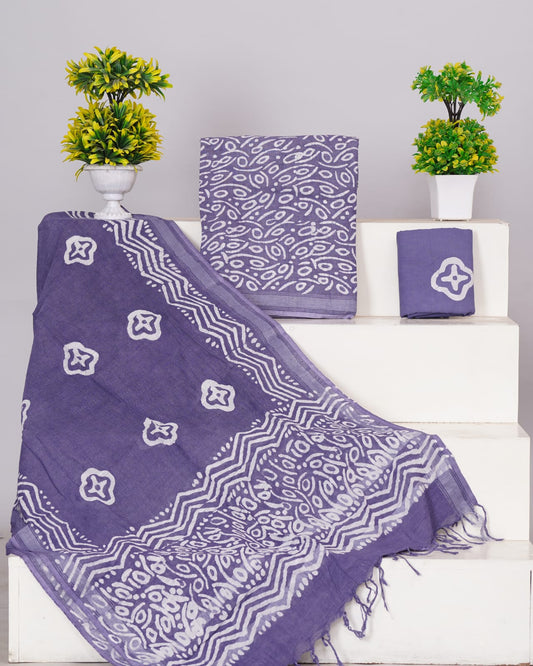 Lavender Linen Cotton dress material