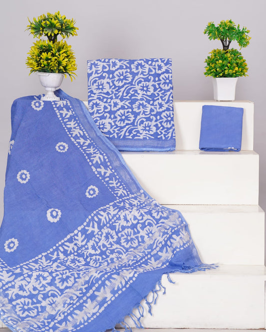 Blue Linen Cotton dress material