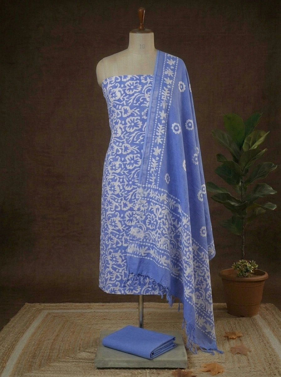 Blue Linen Cotton dress material