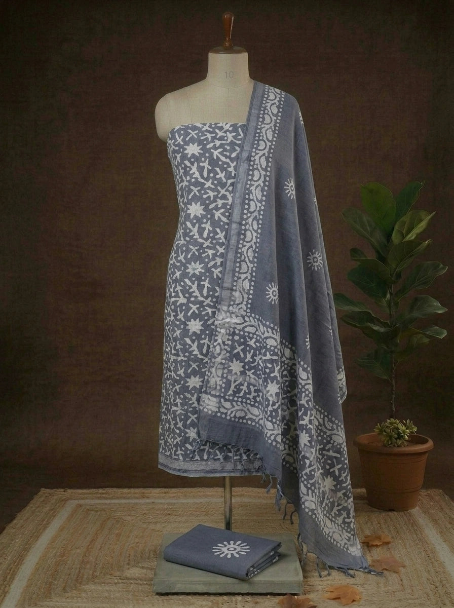 Elephant Grey Linen Cotton dress material