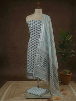 Metal grey Linen Cotton dress material