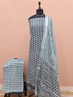 Metal grey Linen Cotton dress material