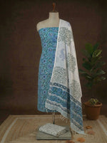Caribbean blue linen Cotton dress material