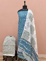 Caribbean blue linen Cotton dress material