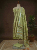 Pista Green Linen Cotton Dress Material 
