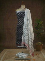 Black Linen Cotton Dress Material 
