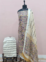 Light Yellow Linen Cotton Dress Material 