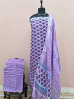 Lavender linen cotton dress material 