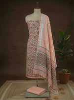 Pure Peach Linen Cotton Dress Material 