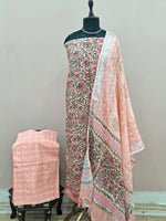 Pure Peach Linen Cotton Dress Material 