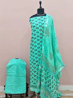 Sea Blue Linen Cotton Dress Material