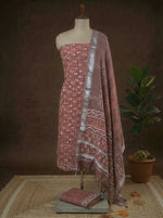 Chocolate Brown Linen Cotton Dress Material