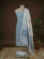 Sky Blue Linen Cotton Dress Material