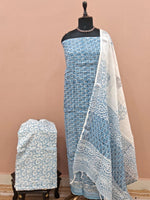 Sky Blue Linen Cotton Dress Material