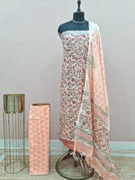 Peach Linen Cotton Dress Material 